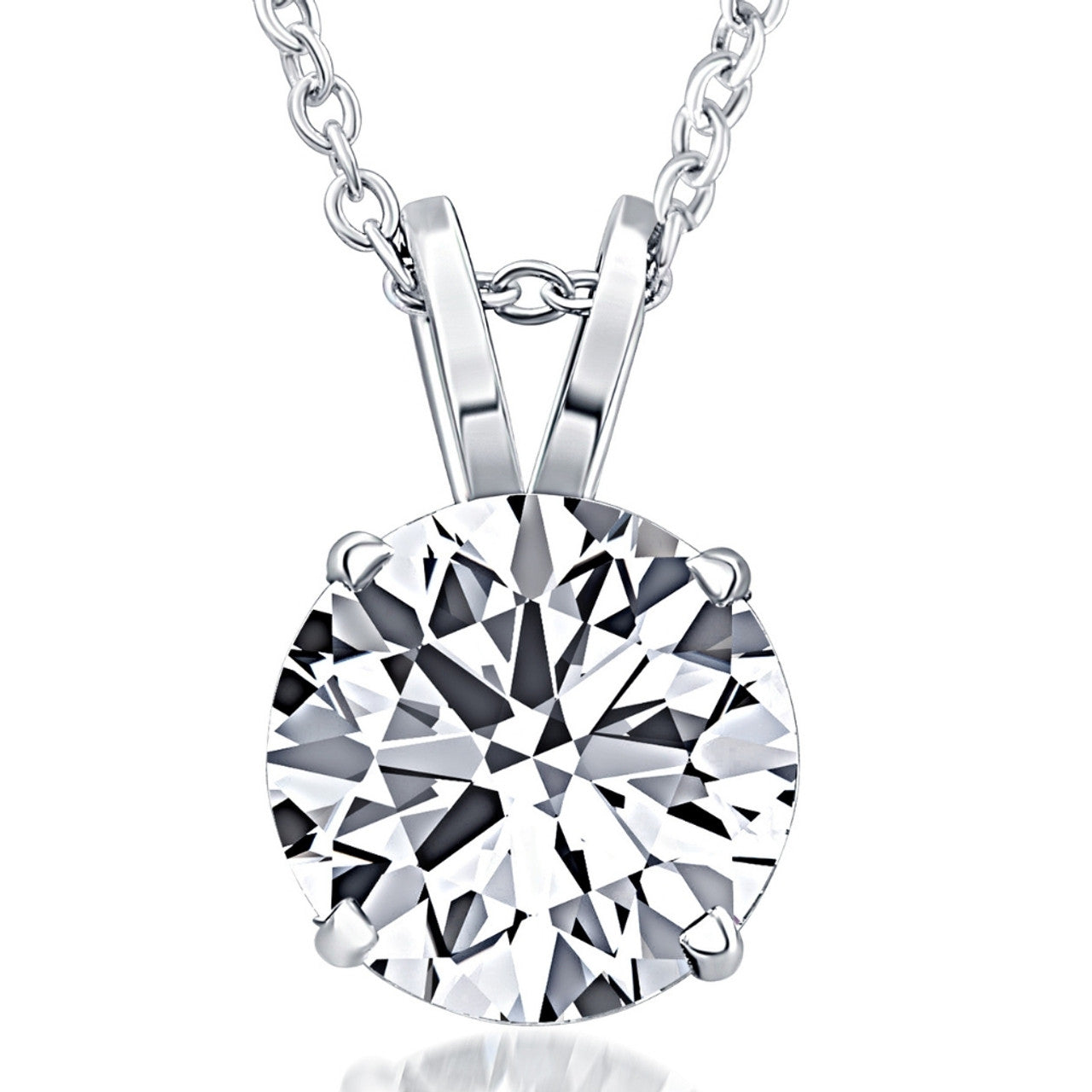 3.00 Ct Earth-Mined White Diamond Solitaire Pendant in 14K White Gold | Certified | VVS1 Clarity