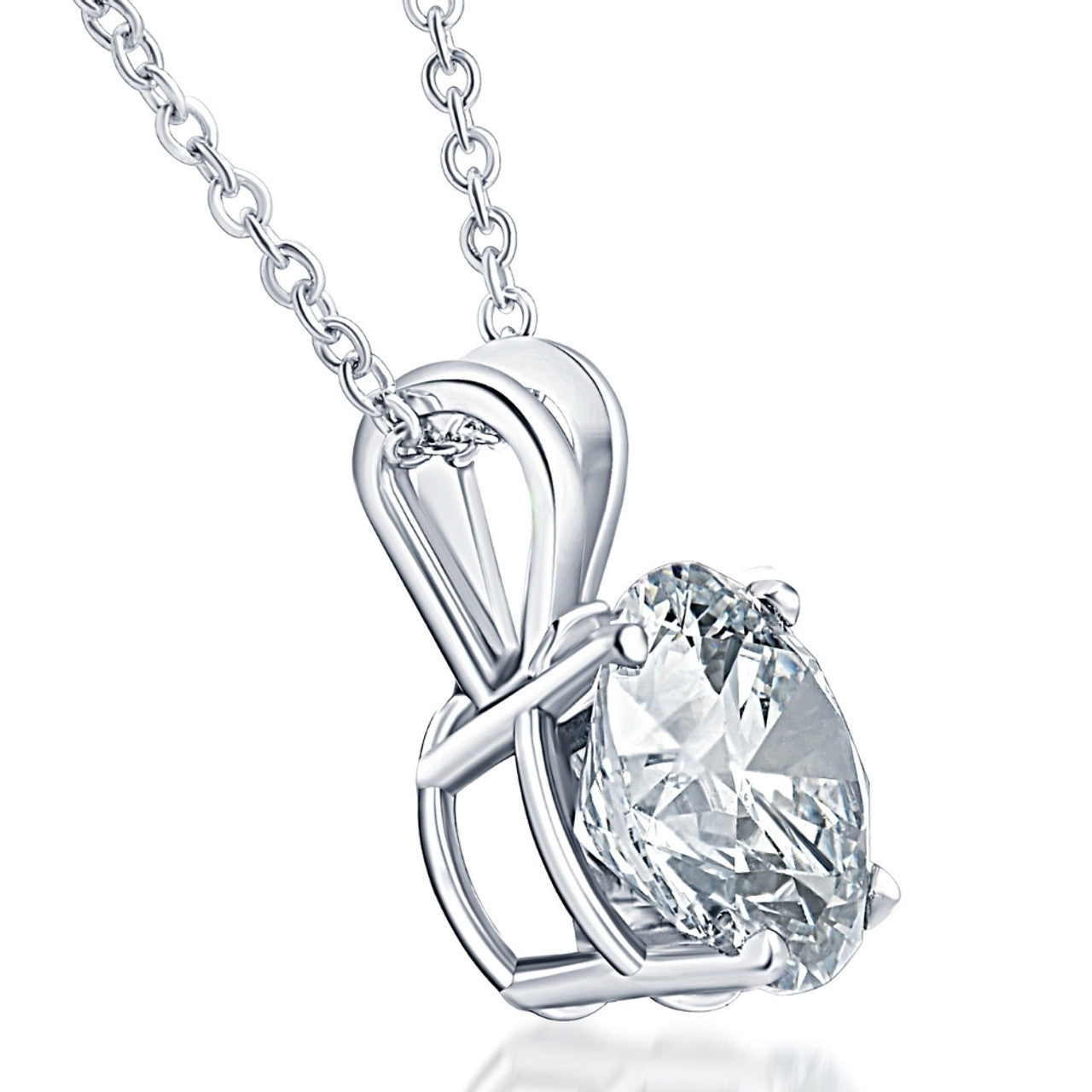 3.00 Ct Earth-Mined White Diamond Solitaire Pendant in 14K White Gold | Certified | VVS1 Clarity