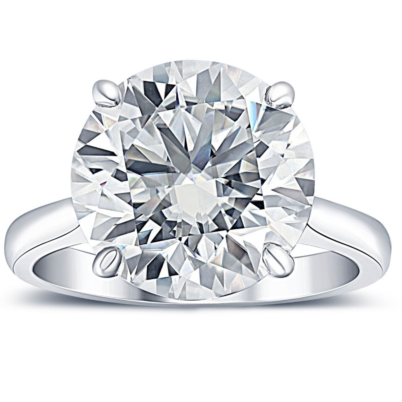 Certified 6 Carat Round Hearts & Arrows Diamond Solitaire Engagement Ring | G-H Color, VS Clarity | 14K Gold Finish
