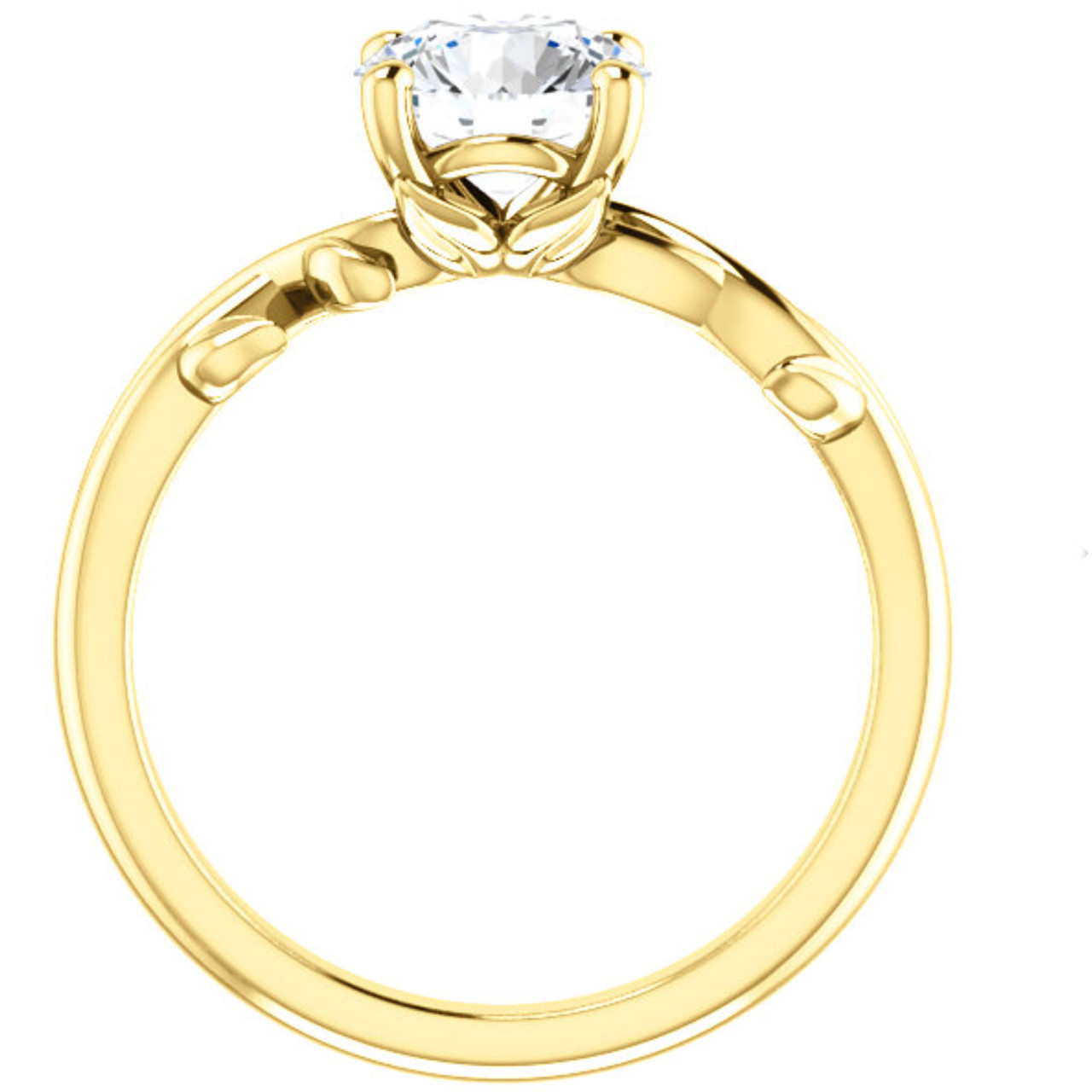 Certified 1.25 Carat Round Diamond Engagement Ring with Vine Leaf Band | G-H Color, VS Clarity | 14K Yellow Gold Finish