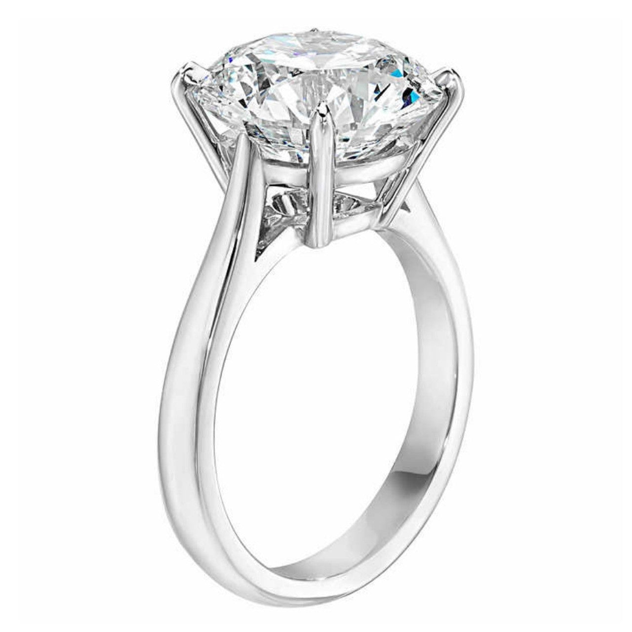Certified 6 Carat Round Hearts & Arrows Diamond Solitaire Engagement Ring | G-H Color, VS Clarity | 14K Gold Finish