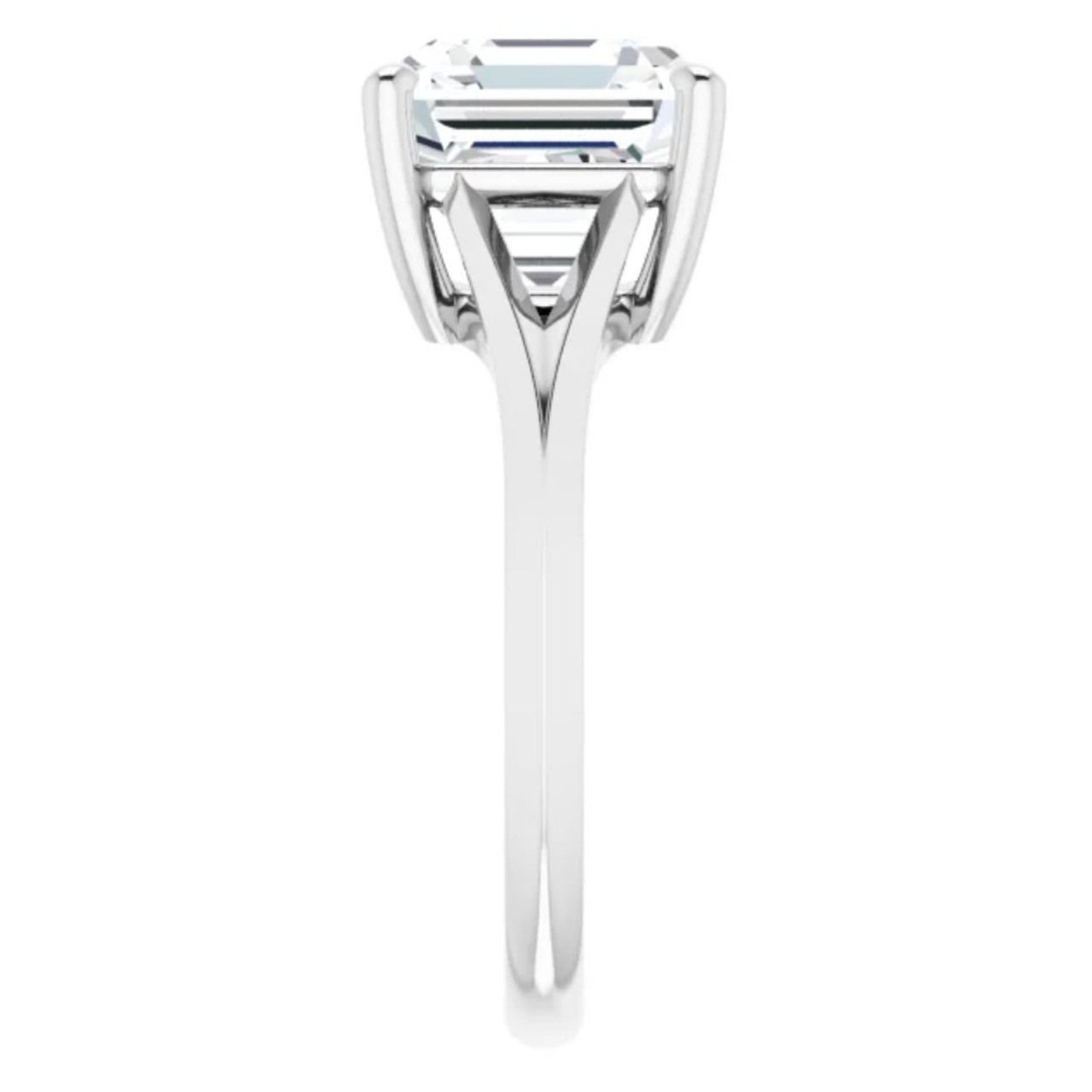 Certified 4 Carat Asscher Cut Diamond Solitaire Engagement Ring | Split Shank Band | 14K White Gold Finish | G-H Color, VS Clarity