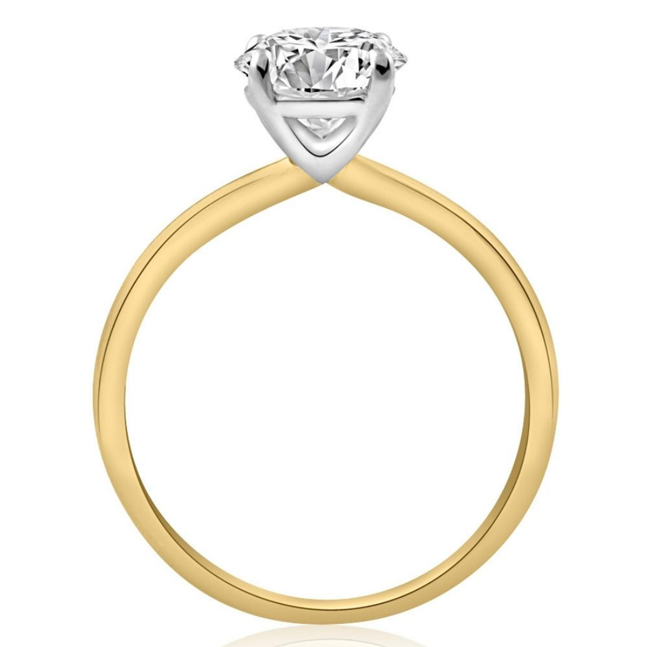 Certified 1.25 Carat Round Diamond Engagement Ring | Two-Tone 14K Yellow & White Gold Finish | G-H Color, VS Clarity