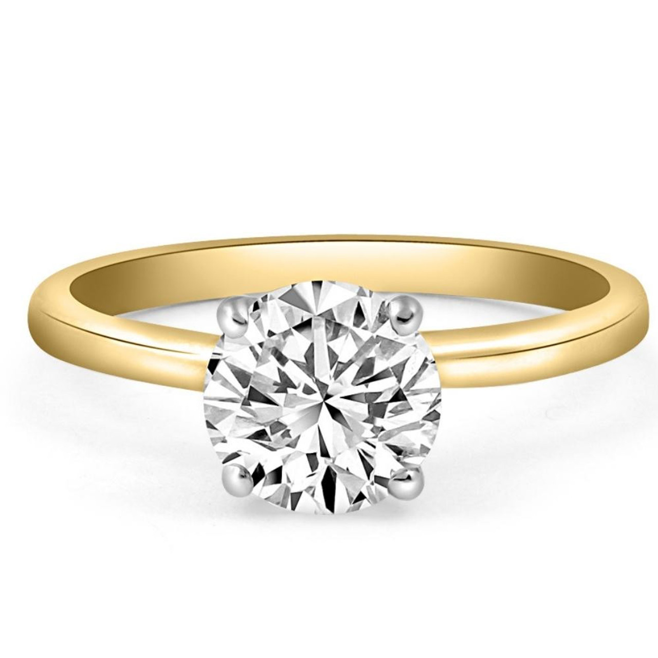 Certified 1.25 Carat Round Diamond Engagement Ring | Two-Tone 14K Yellow & White Gold Finish | G-H Color, VS Clarity