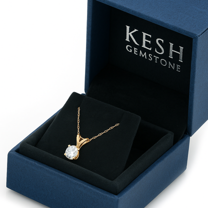 7.50 Ct Natural Diamond Solitaire Pendant in 925 Silver with 14K Yellow Gold Plating | G–H Color, I1 Clarity | IGL&I Certified