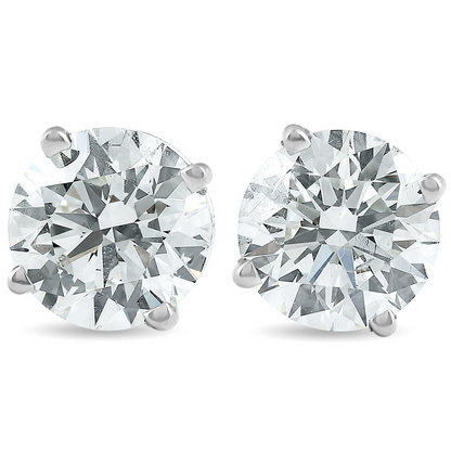 2 Ct TW Certified Round Diamond Stud Earrings | G–H Color, VS2–SI1 Clarity | 14K White Gold Finish with Secure Screw Backs