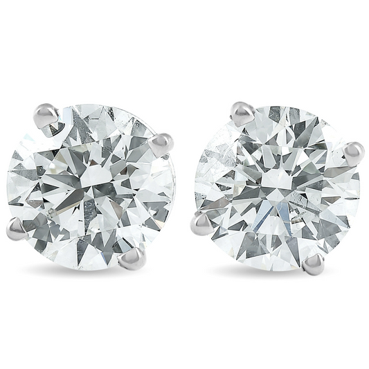 2 Ct TW Certified Round Diamond Stud Earrings | G–H Color, VS2–SI1 Clarity | 14K White Gold Finish with Secure Screw Backs