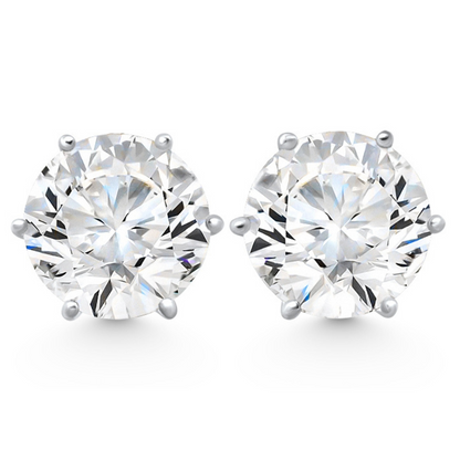 2 Ct TW Sylvie Round Diamond Stud Earrings | G–H Color, VS2–SI1 Clarity | 14K White Gold Finish with Push Butterfly Backs