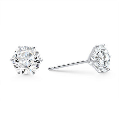 2 Ct TW Sylvie Round Diamond Stud Earrings | G–H Color, VS2–SI1 Clarity | 14K White Gold Finish with Push Butterfly Backs