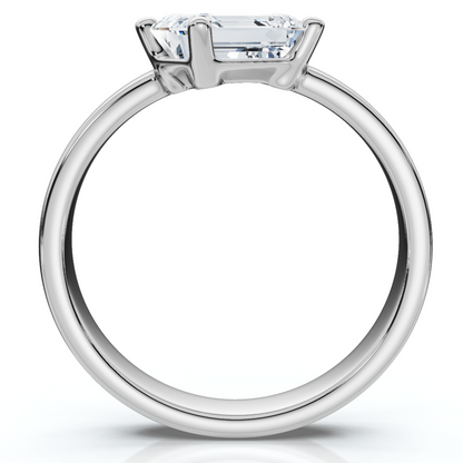 1 Carat Tilted Emerald Cut Diamond Solitaire Ring | G-H Color, VS Clarity | 14K Gold Finish