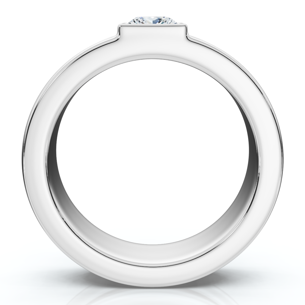 Men’s Certified Princess Cut Diamond Bezel Wedding Ring | G-H Color, VS Clarity | 14K Gold Finish