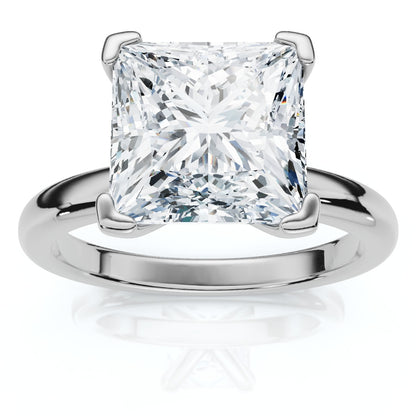 2.5 Carat Princess Cut Natural Diamond Solitaire Engagement Ring in 925 Sterling Silver with 14K Gold Finish