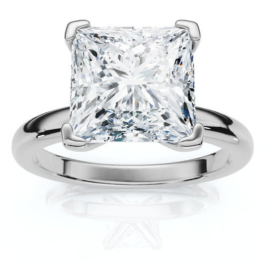 2.5 Carat Princess Cut Natural Diamond Solitaire Engagement Ring in 925 Sterling Silver with 14K Gold Finish