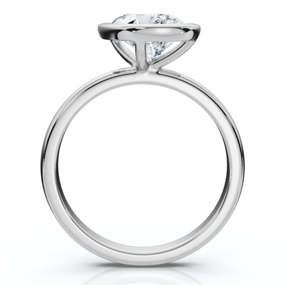 Certified 2 Carat Pear Cut Diamond Solitaire Engagement Ring | G-H Color, VS Clarity | 14K Gold Finish Bezel Setting