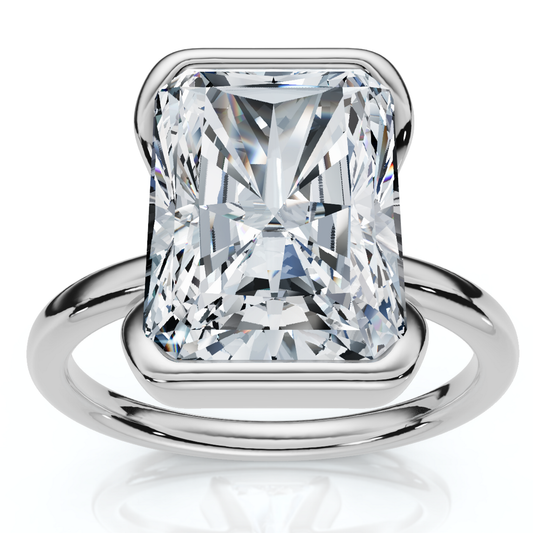 Certified 4 Carat Radiant Cut Diamond Solitaire Engagement Ring | D-E Color, VS Clarity | 14K Gold Finish