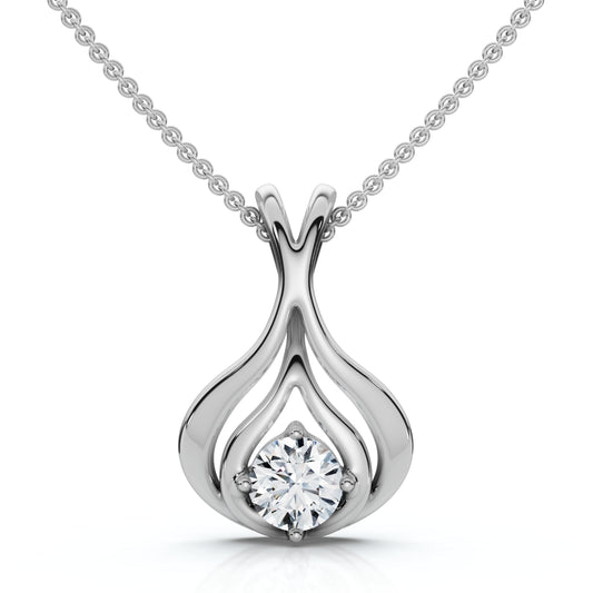 5.00 Ct Natural Diamond Lotus Pendant in 14K White Gold | Earth-Mined | E–F Color, VS Clarity | Certified by IGL&I