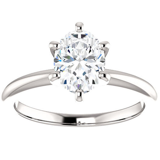 Certified 1 Carat Oval Cut Diamond Solitaire Engagement Ring | G-H Color, VS Clarity | 14K Gold Finish