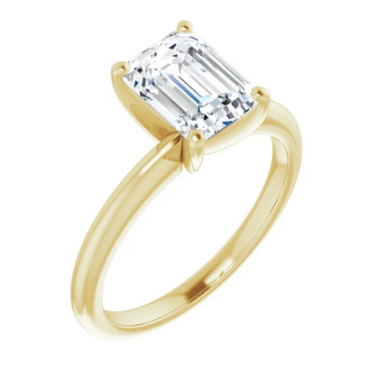 Certified 2 Carat Emerald Cut Diamond Solitaire Engagement Ring | 14K White Gold Finish | G-H Color, VS Clarity
