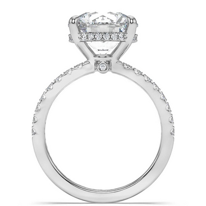 Certified 3.50 Carat Round Diamond Engagement Ring with Side Halo Accents | G-H Color, VS Clarity | 14K Gold Finish