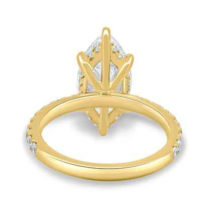 5.45 Ct Marquise Cut VVS1 Diamond Ring with Hidden Halo & Pavé in 925 Silver 14K Gold Plated