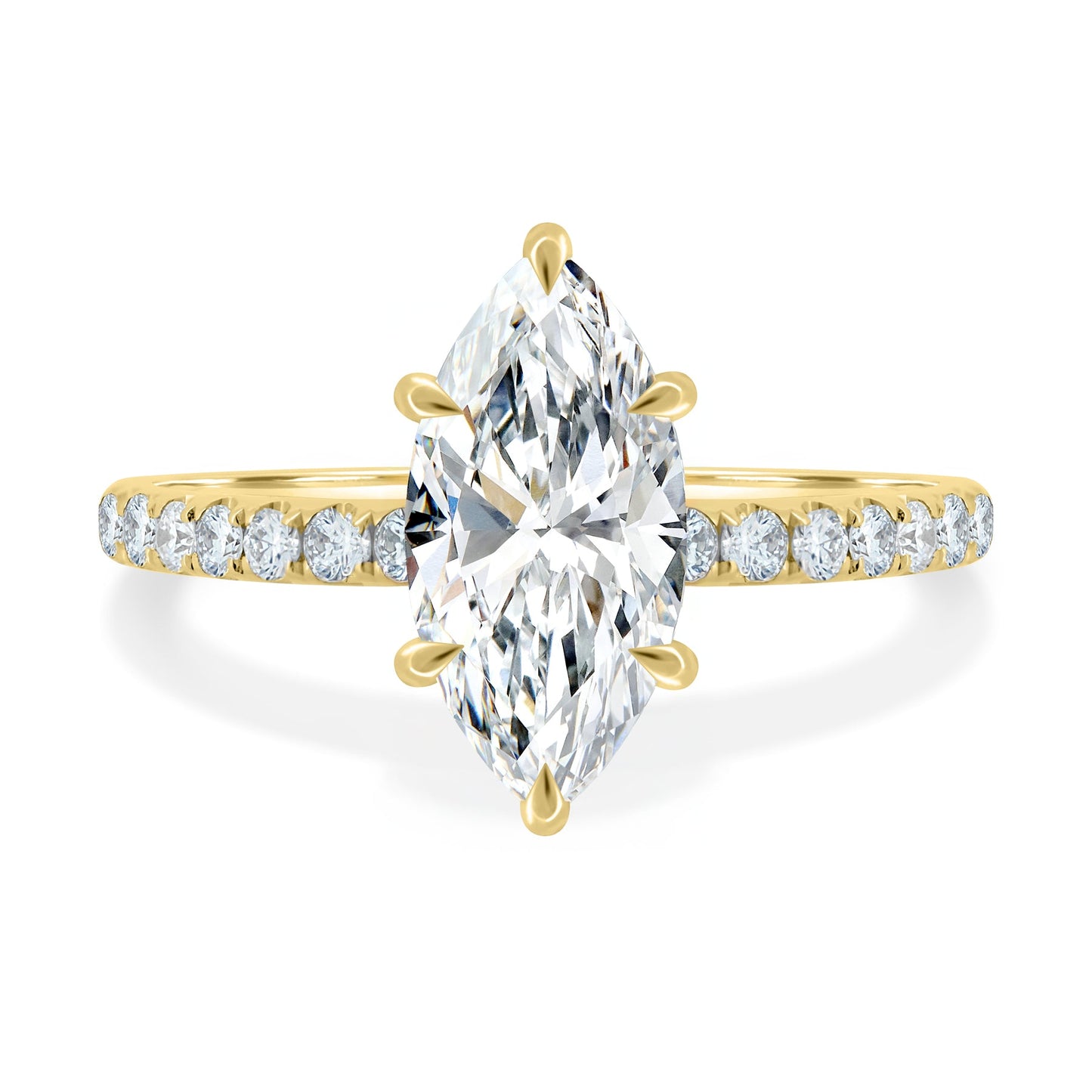 5.45 Ct Marquise Cut VVS1 Diamond Ring with Hidden Halo & Pavé in 925 Silver 14K Gold Plated