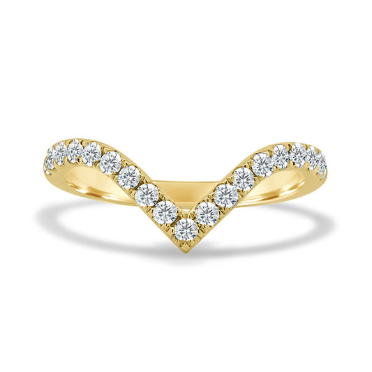 Deep V Pavé Diamond Ring | 4mm Round HPHT Diamonds | 925 Silver with 14K Gold Plating
