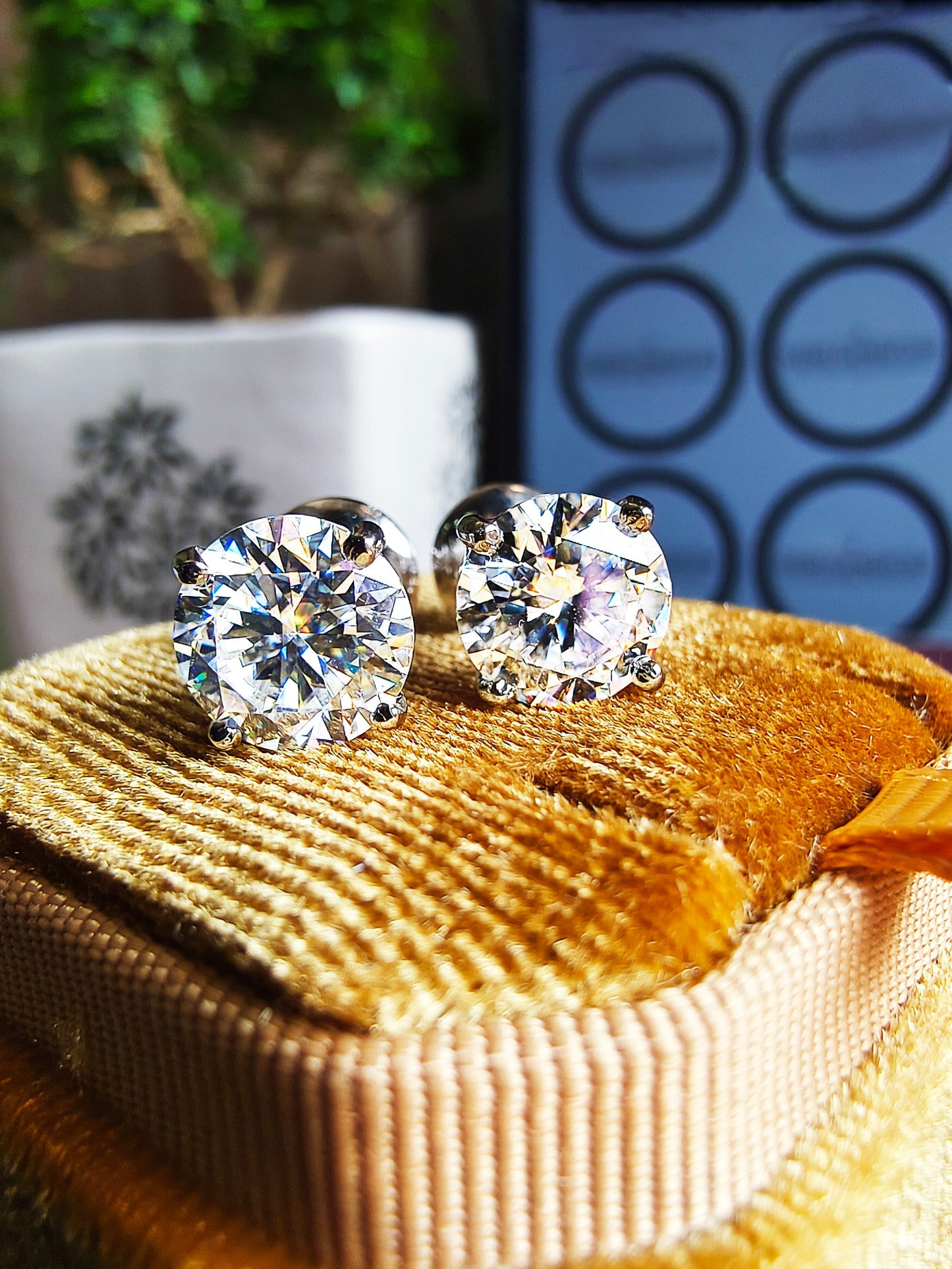 3.50 Ct Round White Diamond Certified Solitaire Stud Earrings in 925 Silver