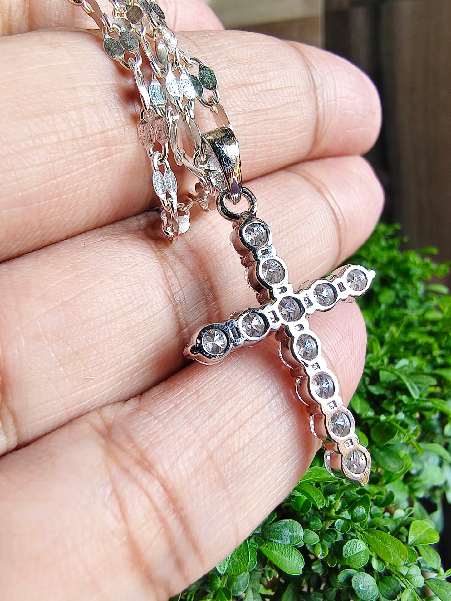 White Genuine Diamond Cross Pendant Necklace | 3.40 Ct Round Diamonds | Unisex Elegance