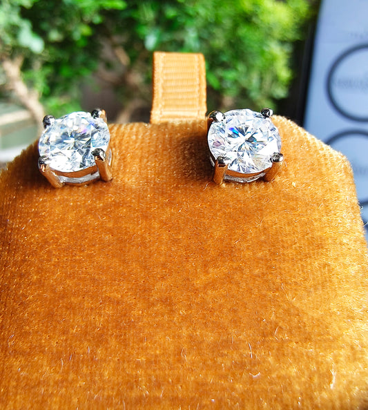 4.00 Ct White Diamond Solitaire Stud Earrings – Certified Luxury in 925 Silver