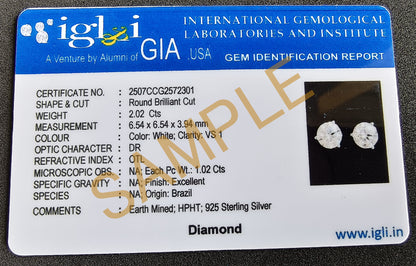 4.00 Ct White Diamond Solitaire Stud Earrings – Certified Luxury in 925 Silver