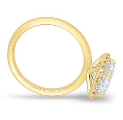 2.50 Ct Oval Cut White Diamond Halo Engagement Ring in 925 Silver with 14K Gold Plating | Radiant Sparkle Elegance