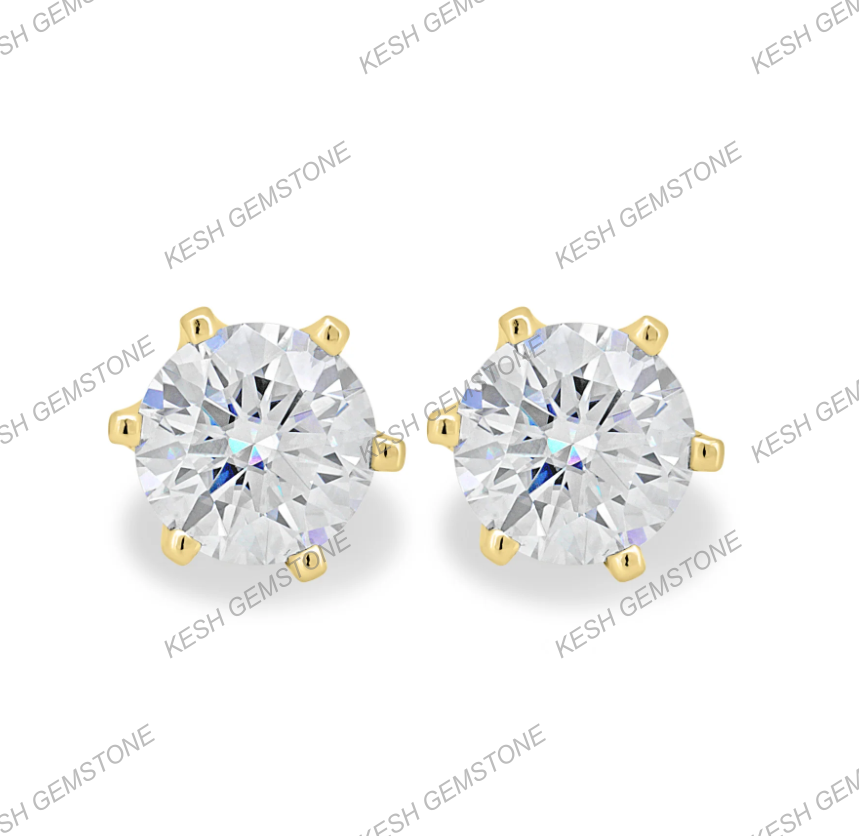 Elegant Round 6-Claw Diamond Stud Earrings – Natural Earth-Mined Diamonds