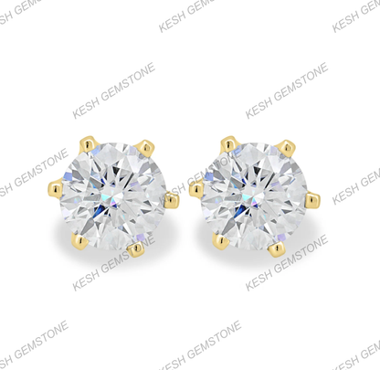 Elegant Round 6-Claw Diamond Stud Earrings – Natural Earth-Mined Diamonds