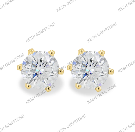 Elegant Round 6-Claw Diamond Stud Earrings – Natural Earth-Mined Diamonds