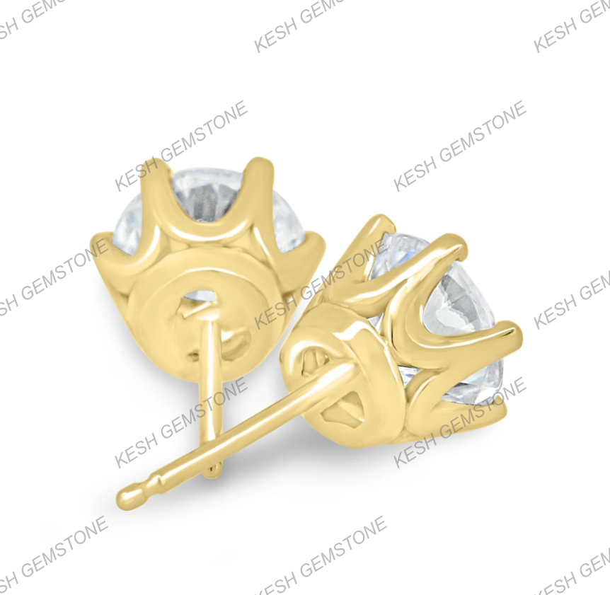 Elegant Round 6-Claw Diamond Stud Earrings – Natural Earth-Mined Diamonds