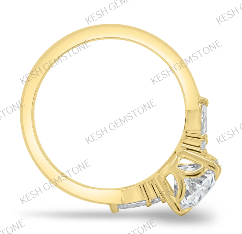 Elegant 3.5 Ct Oval Trilogy Diamond Ring with Pear & Round Accents in 925 Silver Over 14K Gold