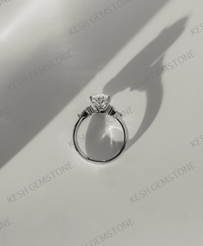 Elegant 3.5 Ct Oval Trilogy Diamond Ring with Pear & Round Accents in 925 Silver Over 14K Gold