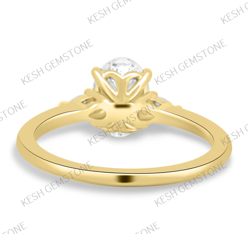 Oval Trilogy Diamond Engagement Ring in 925 Silver with 14K Gold Plating – 4.85 Ct