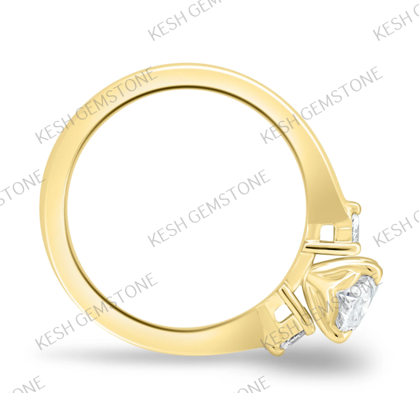Oval Trilogy Diamond Engagement Ring in 925 Silver with 14K Gold Plating – 4.85 Ct