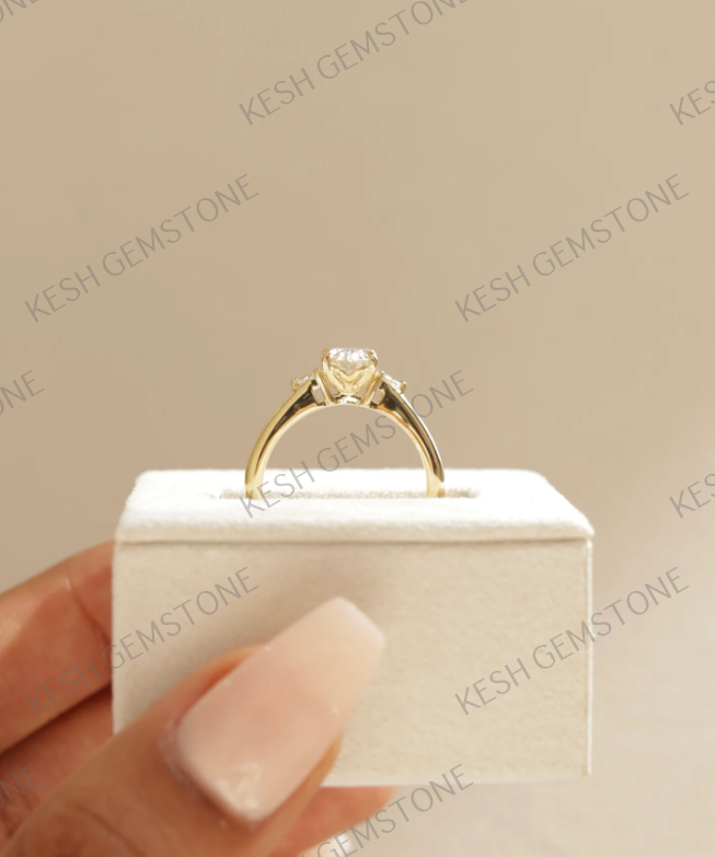 Oval Trilogy Diamond Engagement Ring in 925 Silver with 14K Gold Plating – 4.85 Ct