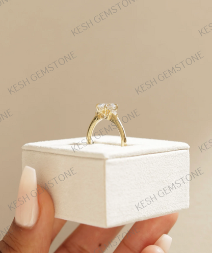 Oval Trilogy Diamond Engagement Ring in 925 Silver with 14K Gold Plating – 4.85 Ct