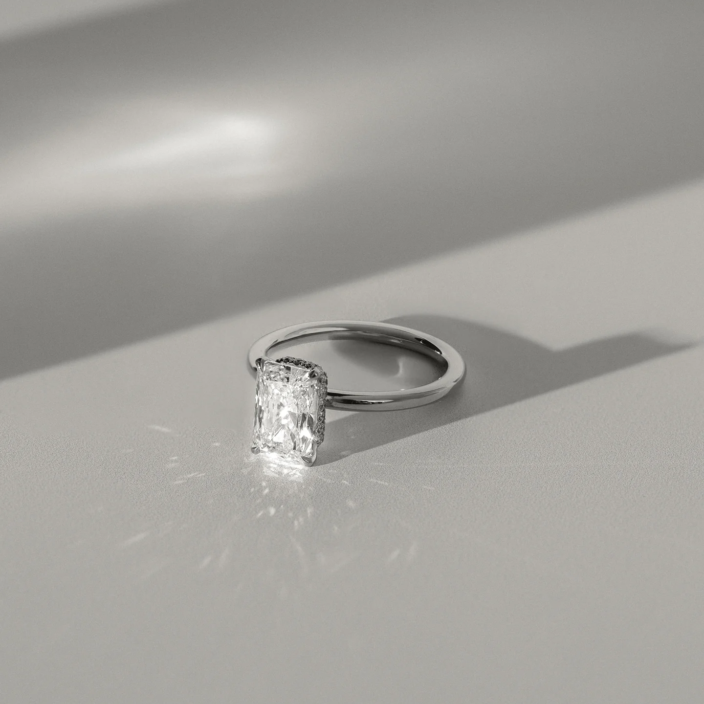 5.90 Ct Radiant Cut White Diamond Solitaire Ring | G Color VVS1 | 14K Gold Plated 925 Silver
