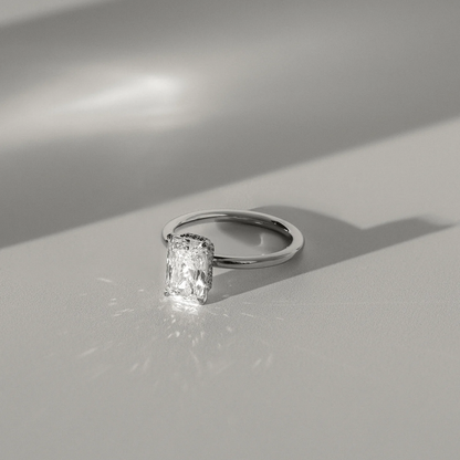 5.90 Ct Radiant Cut White Diamond Solitaire Ring | G Color VVS1 | 14K Gold Plated 925 Silver