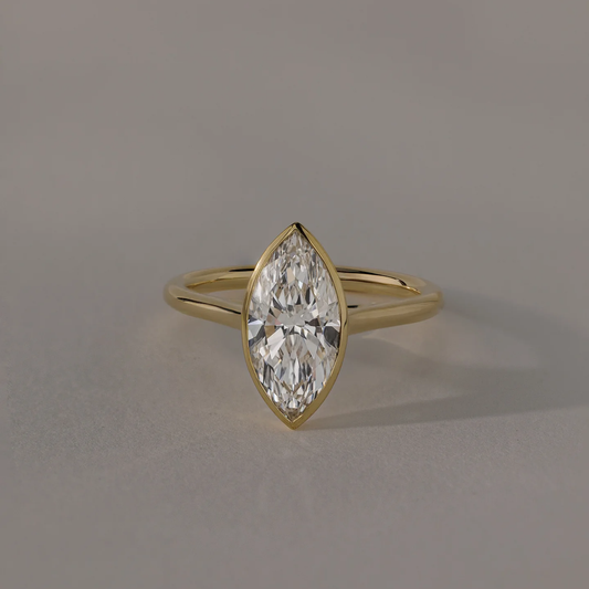6.74 Ct Marquise Cut White Diamond Solitaire Ring | F Color VS1 | 14K Gold Plated Silver Brilliance