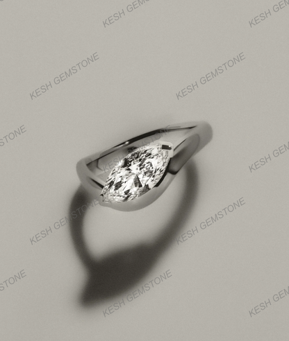 3.61 Ct Certified Marquise Cut White Diamond Twist Band Ring in 925 Silver with 14K Gold Plating – Bold & Elegant Design