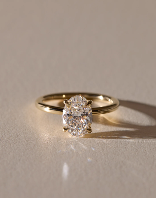 4.70 Ct Oval Cut Diamond Solitaire Engagement Ring – Elegant Four-Prong Daisy Design | 14K Yellow Gold Finish | Kesh Gemstone