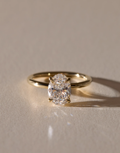 4.70 Ct Oval Cut Diamond Solitaire Engagement Ring – Elegant Four-Prong Daisy Design | 14K Yellow Gold Finish | Kesh Gemstone