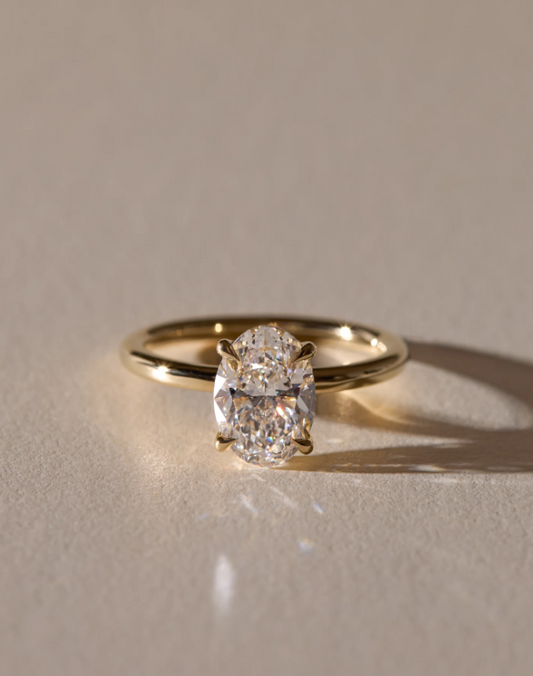 4.70 Ct Oval Cut Diamond Solitaire Engagement Ring – Elegant Four-Prong Daisy Design | 14K Yellow Gold Finish | Kesh Gemstone