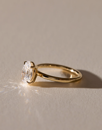 4.70 Ct Oval Cut Diamond Solitaire Engagement Ring – Elegant Four-Prong Daisy Design | 14K Yellow Gold Finish | Kesh Gemstone