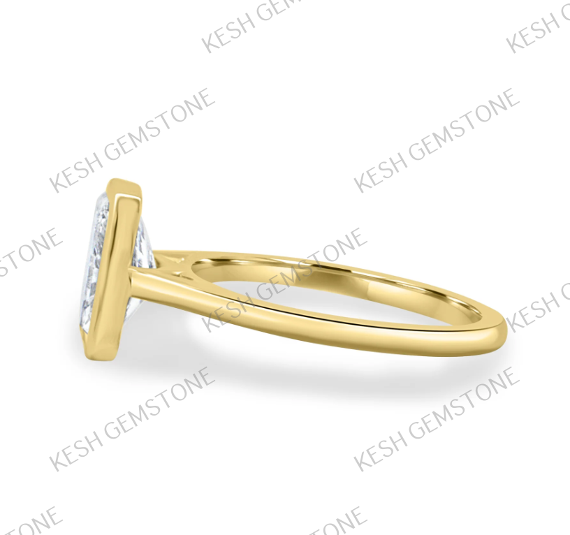 8.50 Ct Radiant Cut Diamond Bezel Solitaire Ring – Cathedral Style | 14K Yellow Gold Finish | Kesh Gemstone